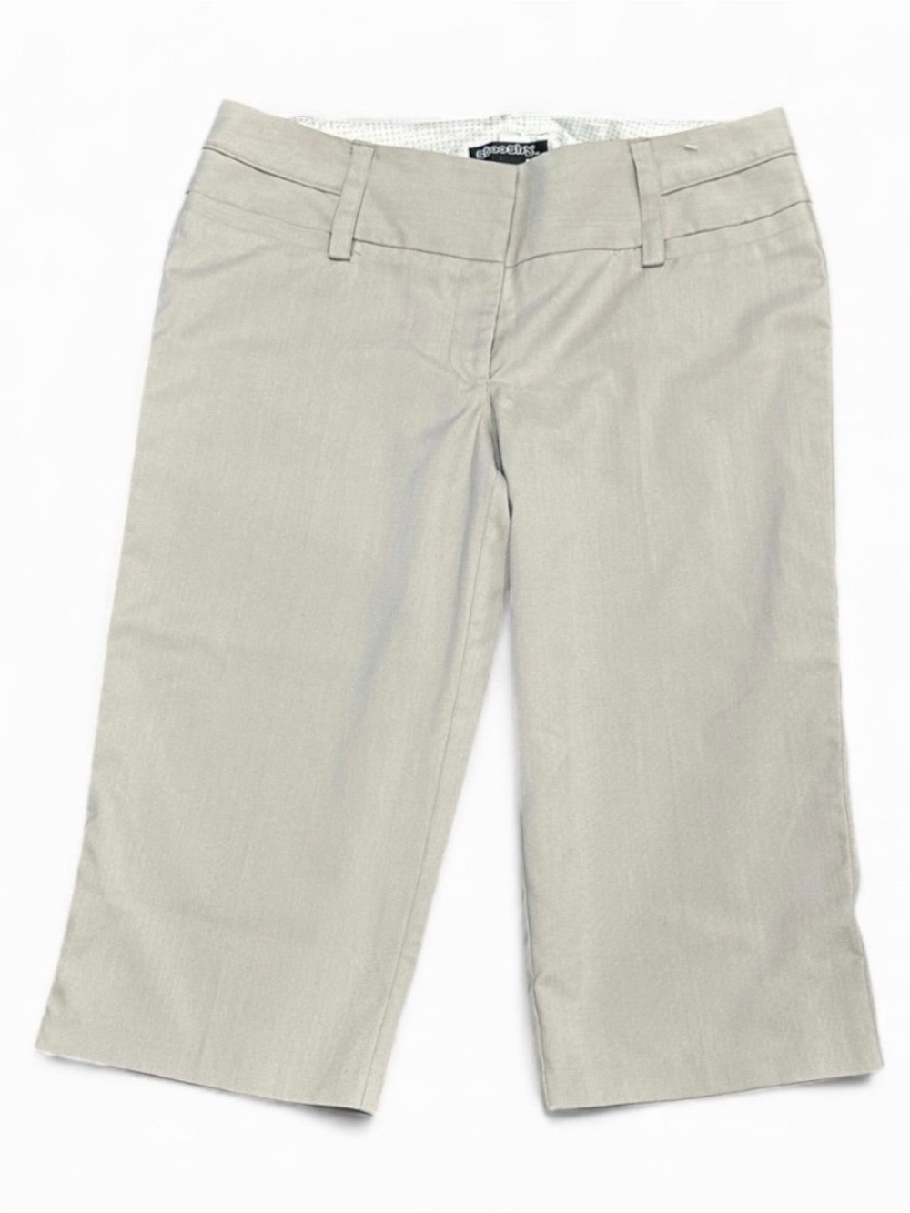 Stooshy Beige Cropped Straight-Leg Capri Pants